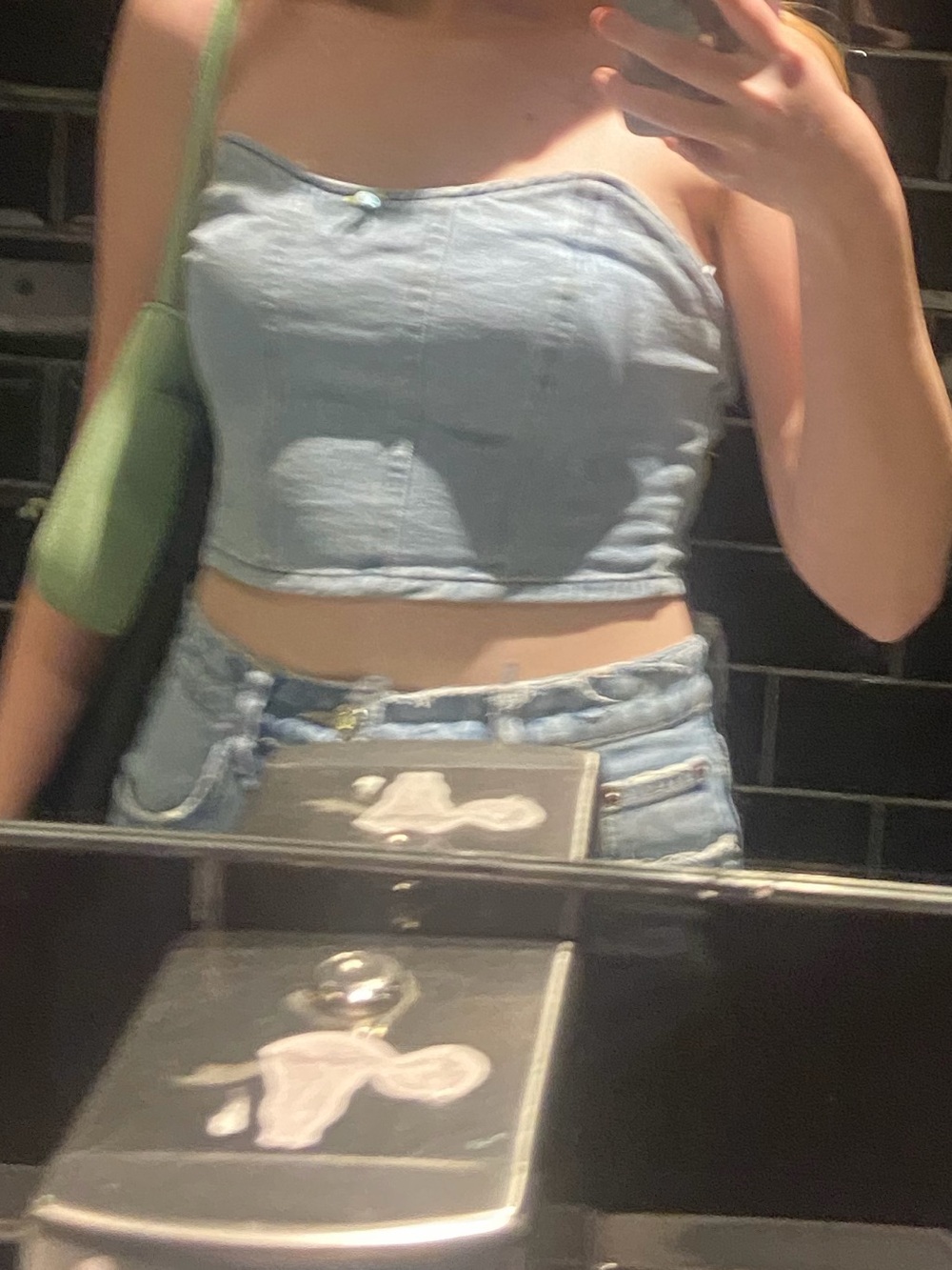 Denim Strapless Corset Top